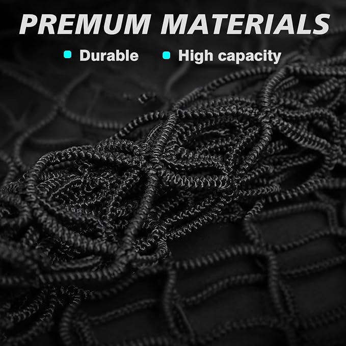 BestEvMod Cargo Mesh Net for Pickup Truck Bed Compatible with Tesla Cybertruck 2026 2025 2024 Accessories Mesh Extra Strong Hook Stretchable Trunk Organizer Cargo Net (Rear, Reinforced POM Hooks)