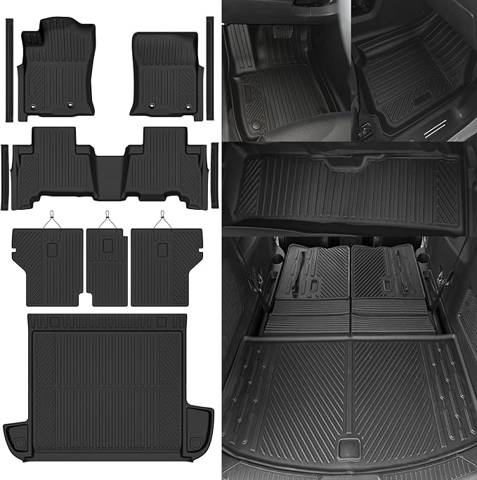 Custom Fit Floor Mats for 2013-2024 Toyota 4Runner 5 Seats, All Weather TPE Floor Liners with Trunk Mat & Backrest Protectors & Door Sill Guard, Odorless Full Set Interior Accessories