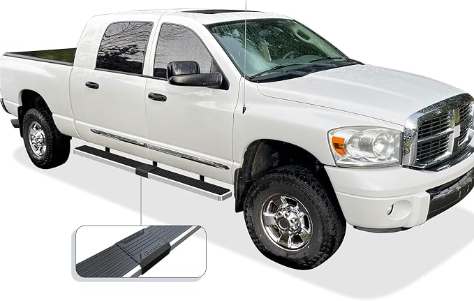 APS Running Boards 6 inches Compatible with Dodge Ram 1500 2006-2008 Mega Cab & Ram 2500 3500 2006-2009 304 Stainless Steel (Side Steps Side Bars)(96in Full Cab Version)