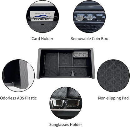 Center Console Organizer Tray Compatible with 2014-2018 GMC Sierra Accessories, (2015-2020) Yukon/Chevy Tahoe Silverado Suburban, Armrest Storage Box Replaces 22817343(Black)