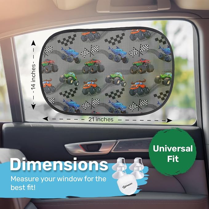 GENANY 2pcs Truck Window Sun Shade for Sedan SUV Truck (21x14 Inches), Sun Shades for Side Window, Accessories for Kids, Baby Window Shades, Summer Car Decor