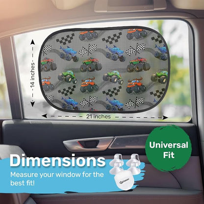 GENANY 2pcs Truck Window Sun Shade for Sedan SUV Truck (21x14 Inches), Sun Shades for Side Window, Accessories for Kids, Baby Window Shades, Summer Car Decor