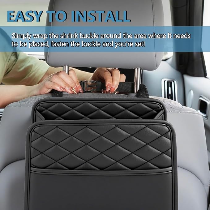 vvag Car Seat Back Organizer, PU Leather Hanging Storage Pocket with Large Capacity, Multipurpose Auto Travel Essentials Organizer for Backseat, Universal Fit for Most Cars SUVs Trucks