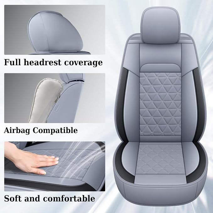 Coverado Gray Front Seat Covers for Dodge Ram, Waterproof Car Seat Covers for Truck Compatible with 2002-2026 Ram 1500 2500 3500 Crew Double Mega Quad Cab