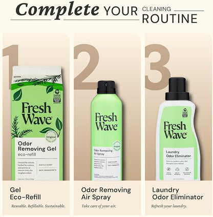 Fresh Wave Odor Removing Gel, 15 oz. - Odor Absorbers for Home, Safer Odor Relief, Natural Plant-Based Odor Eliminator, Every 15 oz. lasts 30-60 Days, For Cooking, Trash & Pets