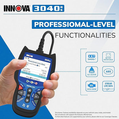 INNOVA 3040RS, OBD2 Scanner, Live Data Streamer, Battery/Alt Tester, Reset Check Engine Light/Brake Light/Oil Light, Free Mechanic Recommended Fix & Parts & Est Repair Cost, Free Updates