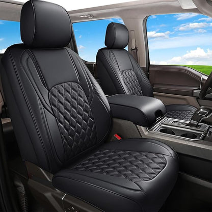 Huidasource Tacoma Front Seat Covers, Leather Car Seat Covers Custom Fit for Toyota Tacoma 2016-2023 2022 2021 Double & Crew Cab SR, SR5, Limited, TRD Pro, TRD Sport, Off-Road (Front Pair/Black)