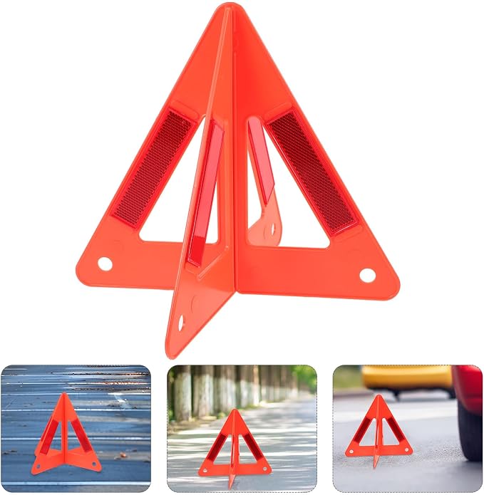 MAGICLULU Car Road Safety Kit 2pcs Reflective Emergency Warning Triangles with Plastic Triangle Signs for Roadside Vehicle Warning and Breakdown Safety
