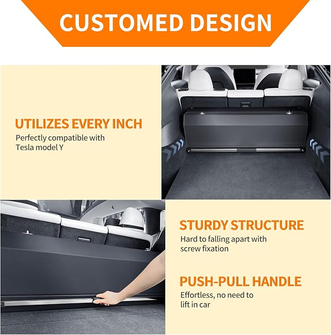 Car Trunk Organizer for 2021-2023 Tesla Model 3, Leather Sturdy Car Storage Organizer Trunk Organizer for Suv with Lid and Push-pull Handle (Black, 30.7 * 11.4 * 12.2in)