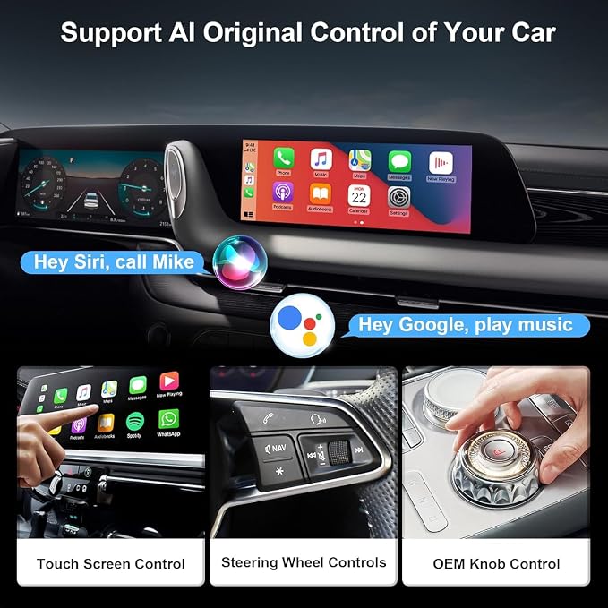 PWAYTEK Wireless CarPlay and Android Auto Adapter, 2-in-1 Mini USB Dongle, Convert Wired CarPlay to Wireless, Fast & Stable Connection for iPhone iOS 10+ and Android 11+