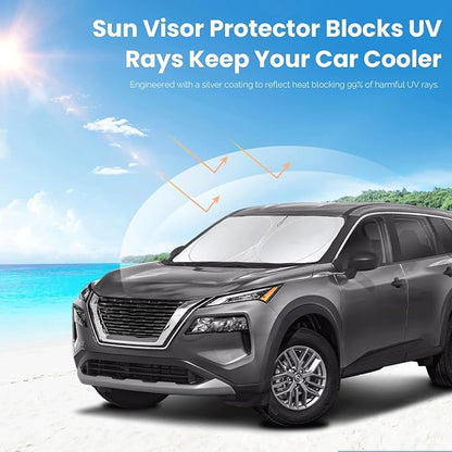 Custom Fit Rogue Windshield Sunshade for 2023-2024 2025 Nissan Rogue (NOT for Rogue Sport & 2021 Rogue 3rd Gen. T33) Window Car Shades Shield Cover for Windshield 210T Silver Coating Sun Visor