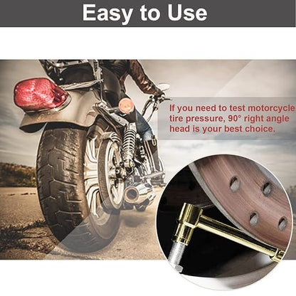 Motorcycle Tire Pressure Gauge 60 PSI, PUIBERS 2’’ dial Mechanical Tire Gauges with 90 Degree Right Angle Chuck Flexible Hose, Tires Guages for Pressure Glow in The Dark for Cars, Motos, Bicycles