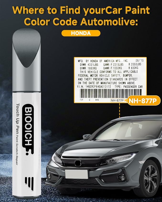 Touch Up Paint Pen Exact Color Match Car Chip and Scratch Repair (for Honda, Sonic Gray Pearl(NH-877P))