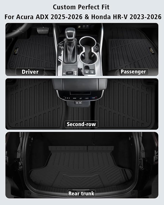 Floor Mats & Cargo Liner Custom Fit for Acura ADX 2025 All Weather TPE Rubber 1st & 2nd Floor Liners Automotive Trunk Mat for Acura ADX 2025 Accessories, Black