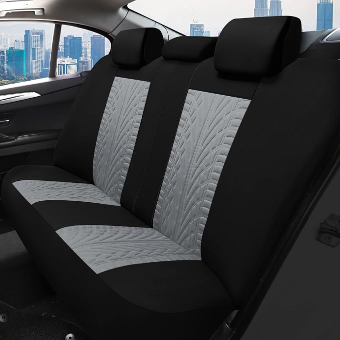 VarCozy Car Seat Covers Full Set, Front & Split Rear Bench for Car, Universal Cloth SUV, Sedan, Van, Automotive Interior Covers, Airbag Compatible