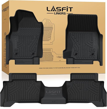 LASFIT Floor Mats for Toyota Tacoma 2024-2026 Double Cab Gas Manual Tran Only (Not Fit Hybrid & Xtra Cab & Auto Trans) All Weather TPE Floor Liners for Custom Fit Tacoma Front&Rear 2 Row Mats