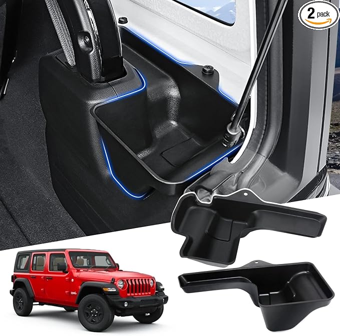 Rear Cargo Side Trunk Storage Box Tray Fit for Jeep Wrangler JL 2018-2023 Trunk Storage Tray Organizers Cargo Organizer Black 2PCS (NOT FIT 4XE)