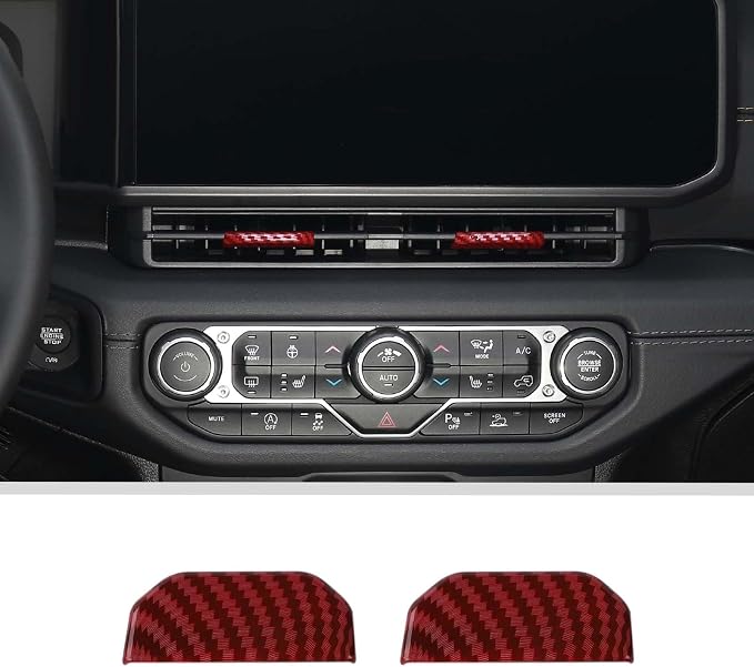 JWWY for Jeep JL Vent Air Outlet Adjustment Cover Trim Fit for 2024-2025 Jeep Wrangler JL JLU Gladiator JT 4xe Interior Accessories 2pcs Red Carbon Fiber
