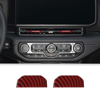 JWWY for Jeep JL Vent Air Outlet Adjustment Cover Trim Fit for 2024-2025 Jeep Wrangler JL JLU Gladiator JT 4xe Interior Accessories 2pcs Red Carbon Fiber