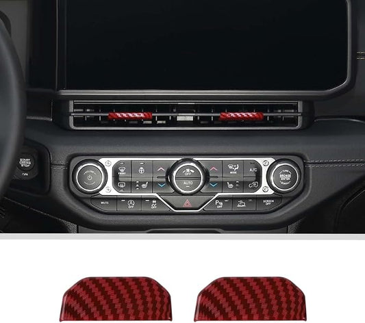 JWWY for Jeep JL Vent Air Outlet Adjustment Cover Trim Fit for 2024-2025 Jeep Wrangler JL JLU Gladiator JT 4xe Interior Accessories 2pcs Red Carbon Fiber