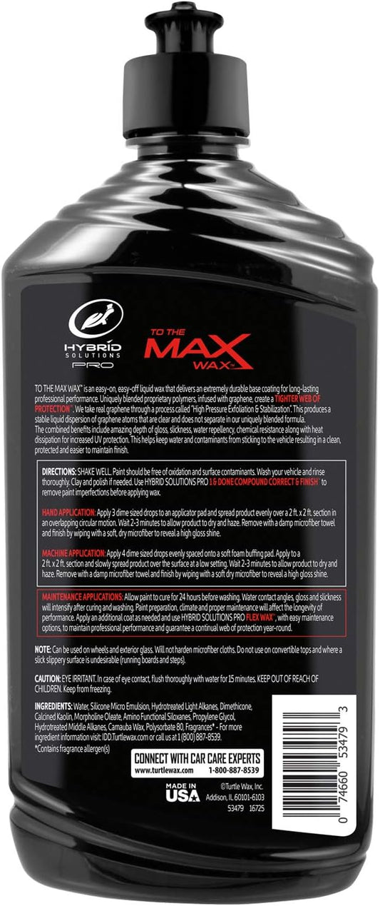 Turtle Wax 53479 Hybrid Solutions Pro to The Max Wax Graphene Liquid Wax, Patent-Pending Advanced Paint Protection, Extreme Gloss High Shine Finish, for Cars Trucks and More, 14 oz. (Pack of 1)