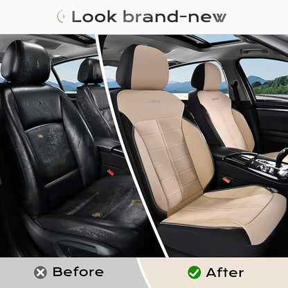 Coverado Seat Cover, Car Seat Cover Front Seats, 3D Air Mesh Breathable Seat Protectors Sports Carbon Fiber Design Airbag Compatible Comfort Universal for Most Cars, Van,Trucks, SUV, Beige