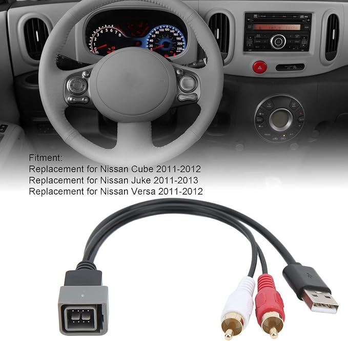 Keenso Car Radio USB Port Retention Cable USB Input Adapter Replacement for Juke Versa Car Bluetooth Kit