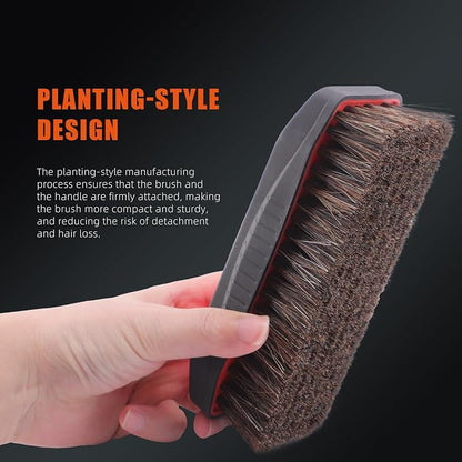 Leather Cleaner Brush, SPTA 2Pcs Fine Long Bristle Horse Hair Brush for Car Detailing,Ideal for Car Interiors,Furniture, Sneakers, Boots,and More -Safe for Natural, Synthetic, Faux, and Pleather