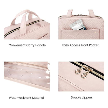 BAGSMART Toiletry Bag Travel Bag with Hanging Hook, Water-resistant Makeup Cosmetic Bag Travel Organizer for Accessories, Shampoo, Full-size Container, Toiletries (Lucent Blue, Large)