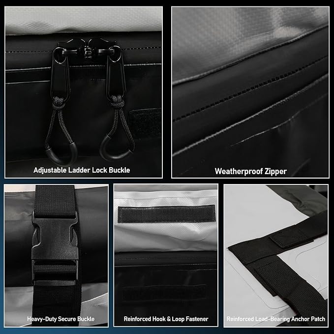 21 Cubic Feet Rooftop Cargo Carrier Bag, Waterproof Heavy Duty Car Roof Bag for SUV Pickup Truck with/Without Roof Racks, Travel Camping Roof Top Luggage Storage with Anti-Slip Mat (Black Gray)