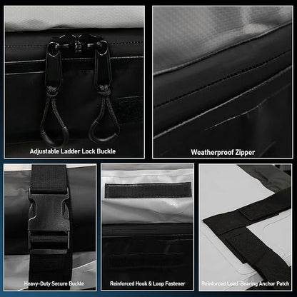 21 Cubic Feet Rooftop Cargo Carrier Bag, Waterproof Heavy Duty Car Roof Bag for SUV Pickup Truck with/Without Roof Racks, Travel Camping Roof Top Luggage Storage with Anti-Slip Mat (Black Gray)