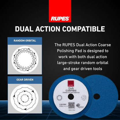 RUPES 9.DA100H Pack of 48 Blue D-A Coarse Cutting Foam Pads 100mm | Ideal for Paint Correction & Gloss Enhancement | Mild to Severe Defect Removal | Compatible with 4" Backing Plate
