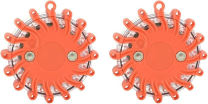 Lot 2 LED Safety Flare Emergency Warning Disc Light Roadside Beacon