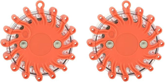 Lot 2 LED Safety Flare Emergency Warning Disc Light Roadside Beacon