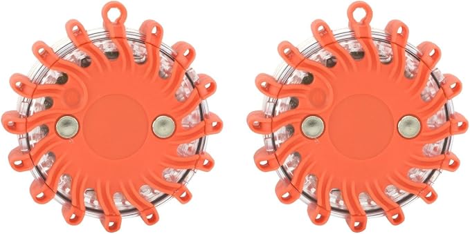 Lot 2 LED Safety Flare Emergency Warning Disc Light Roadside Beacon