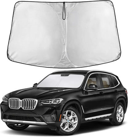 EcoNour Windshield Sunshade Compatible for BMW X3 2018-2024, 2025, 2026 Including sDrive30i, xDrive30i, M40i, and Hybrid Trims, Sun Visor for Front Window Sun Shade Cover, Car Accessories