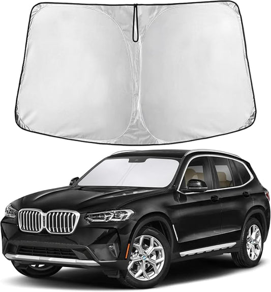 EcoNour Windshield Sunshade Compatible for BMW X3 2018-2024, 2025, 2026 Including sDrive30i, xDrive30i, M40i, and Hybrid Trims, Sun Visor for Front Window Sun Shade Cover, Car Accessories
