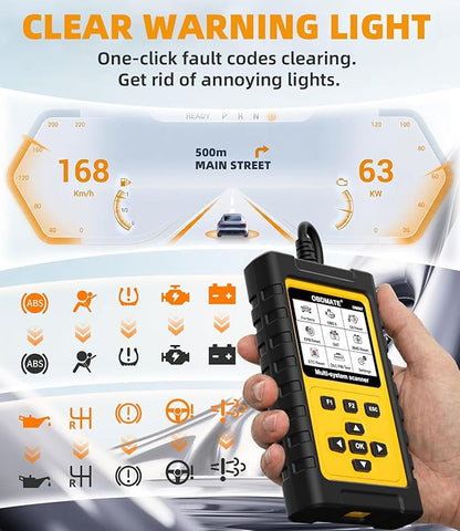 OBD2 Scanner for Mercedes Benz, OM807 Full System Diagnostic Tool with Resets (Oil/ETC/EPB/ABS/SAS/BAT Register...), Full OBDII Functions Read&Erase Fault Codes, Free Software Update