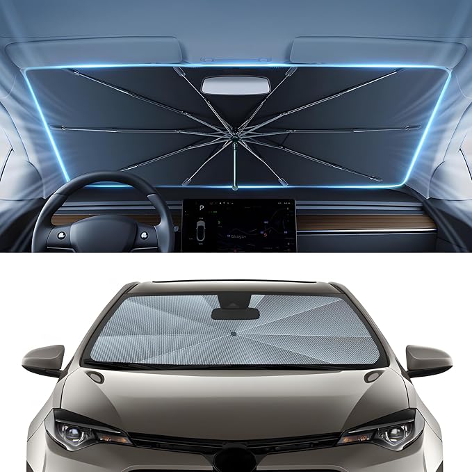 Autorder Windshield Sun Shade Umbrella for 2014-2018 Toyota Corolla Accessories,Upgraded Ice Crystal Material,Easy Setup Umbrella Sunshade for Car Windshield,100% Sun Blocking