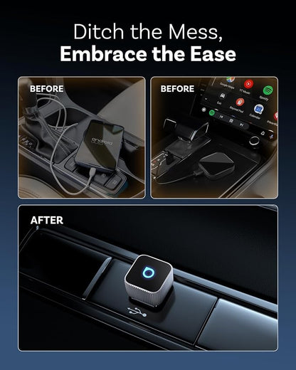 OTTOCAST Mini Cube 3.0 Wireless CarPlay & Android Auto Adapter 2026– Plug & Play, Fast Auto-Reconnect (Sliver)