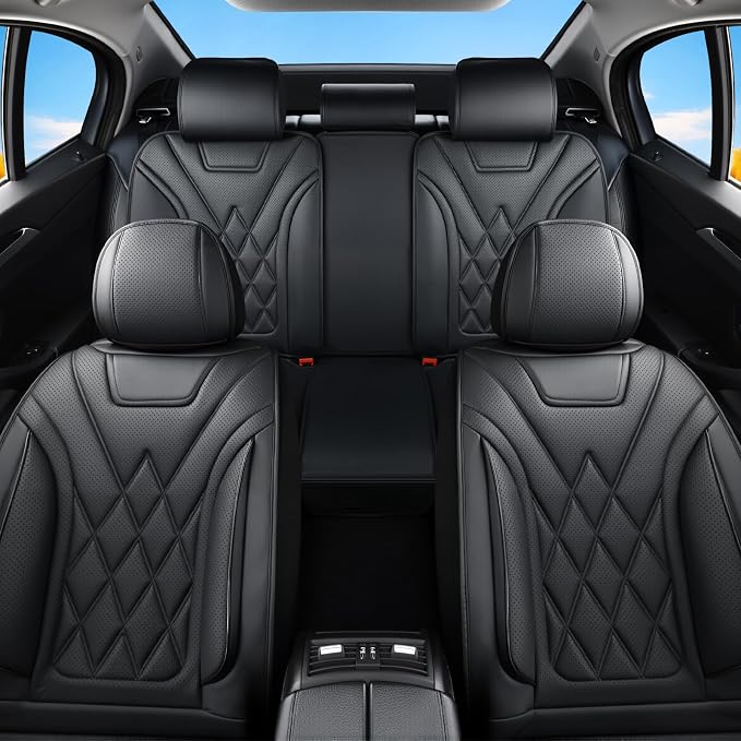 Car Seat Covers Compatible with Hyundai Ioniq 2017-2025 2026 - Full Set 5 Seats Luxury Leather All-Weather Seat Cushions & Protectors, Waterproof & Breathable, Airbag Compatible (Black)