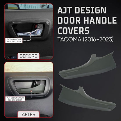 AJT DESIGN Car Door Handle Cover Compatible with Toyota Tacoma (2016-2023) | ABS Plastic Interior Trim, Chrome Delete Tacoma Door Handle Cover | Made in USA, Pack of 4 (Front & Back) - Army Green