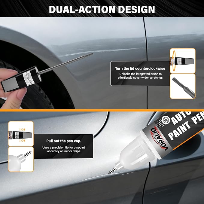 Touch Up Paint for Cars, 3-Pack - Silver Car Scratch Repair Pen, Color Accurate Automotive Touch Up Paint, Long-Lasting Scratch Resistance, Fast-Drying & User-Friendly, Safe & Water-Resistant for Automotive & Household Touch-Ups