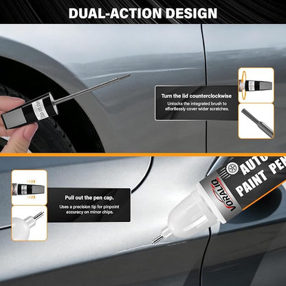 Touch Up Paint for Cars, 3-Pack - Silver Car Scratch Repair Pen, Color Accurate Automotive Touch Up Paint, Long-Lasting Scratch Resistance, Fast-Drying & User-Friendly, Safe & Water-Resistant for Automotive & Household Touch-Ups