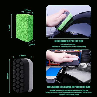 13PCS Motorcycle Cleaning Kit, Motorcycle Detailing Kit Overall Cleaner Tools Car Washing Brush Rims Cleaning Kit Chain Tire Wheel Brush Set Chain Tire for Car Bike Motorbike (Green)