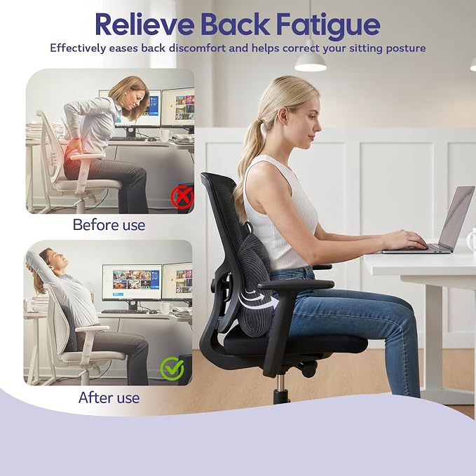 Lumbar Support Pillow for Couch, Back Support Pillow for Office Chair, Heart-Shape Back Cushion with Shredded Foam for Back Pain Relief & Reading, Lumbar Cushions for Recliner, Car, Grey