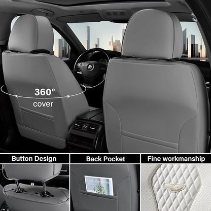 Coverado Seat Covers, Car Seat Covers Front Seats, Car Seat Cover, Waterproof Car Seat Covers, Car Seat Cushion, Front Car Seat Covers Leatherette Car Seat Protector Universal Fit Most Cars White