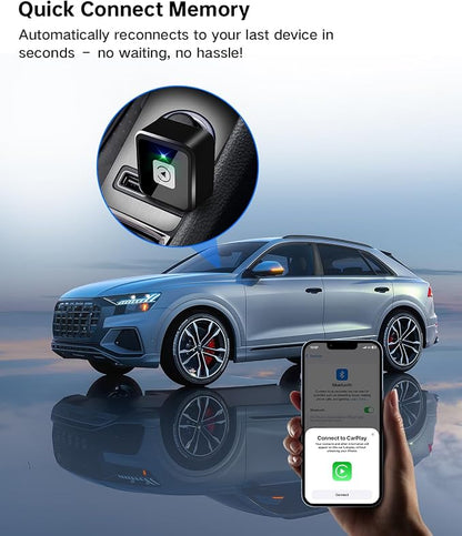 2025 Upgraded Wireless CarPlay Adapter for iPhone, Mini USB/Type-C Design, OTA Updates, Fast Connection for iOS 10+, Dual-Band Wi-Fi