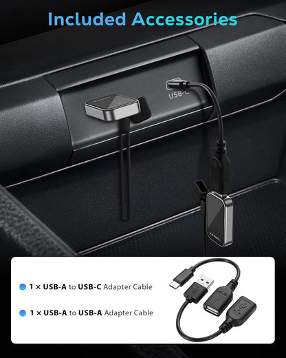 Wireless CarPlay Adapter for Apple iPhone - 2025 Wired Car Play to Wireless Dongle, USB-A/C Plug & Play, Stable Bluetooth CarPlay Adapter Only for iPhone iOS 10+ & Cars with Factory Wired Car Play