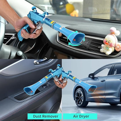 GOCCIDA Tornado Dry Car Cleaning Gun Detailing Interior Dryer Air Blow Gun for Car Detailing Air Gun Car Dust Cleaner Air Compressor Blower Gun with Nozzle and Auto Detailing Dusting Brush